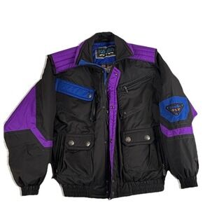 Vintage‎ Kaelin Sport Silmond Ski Jacket Mens L Black Purple Blue 80s 90s Retro
